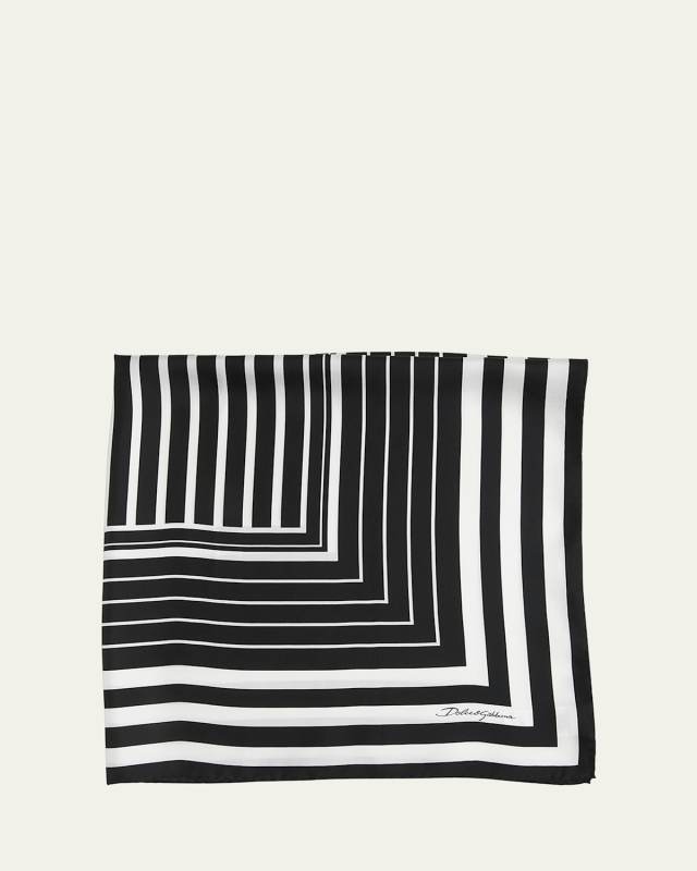 Striped Silk Twill Square Scarf